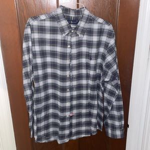 Mens Ralph Lauren button down; dark green and navy plaid